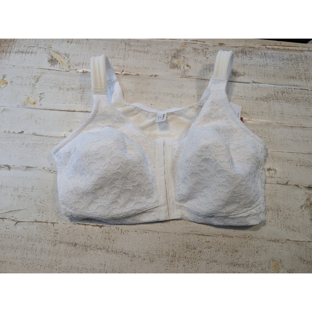 NWT Avenue Perfect Posture Bra White Lace Size 42C Front Closure
